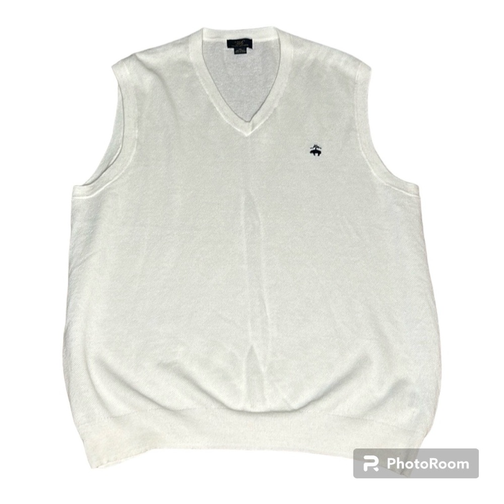 Brooks Brothers 346 Linen Blend V-neck Sweater Vest